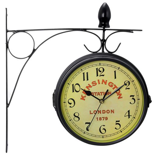 Picture of Bedford Clock Collection Double Sided Wall Clock Vintage Antique-Look Mount Station Clock