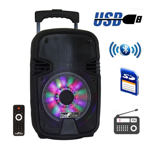 Picture of beFree Sound 8 Inch 400 Watts Bluetooth Portable Party Speaker with USB, SD Input and Reactive Lights