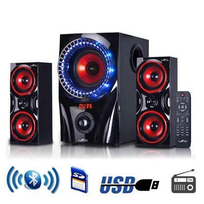 Picture of beFree Sound 2.1 Channel Bluetooth Surround Sound Speaker System in Red