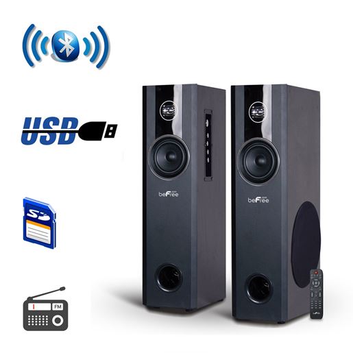 Picture of beFree Sound 2.1 Channel BluetoothPowered Black Tower Speakers With Optical Input