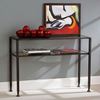 图片 Black Metal Frame Sofa Table with Clear Tempered-Glass Top Shelves