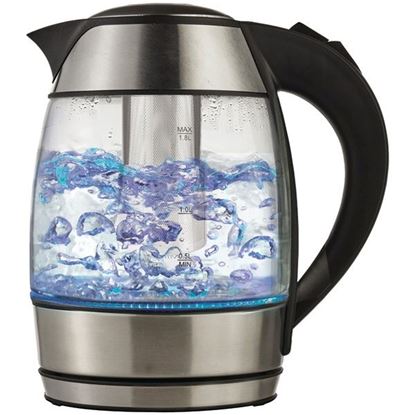 Picture of Brentwood Appliances KT-1960BK 1.8-Liter Cordless Glass Electric Kettle with Tea Infuser (Silver and Black)