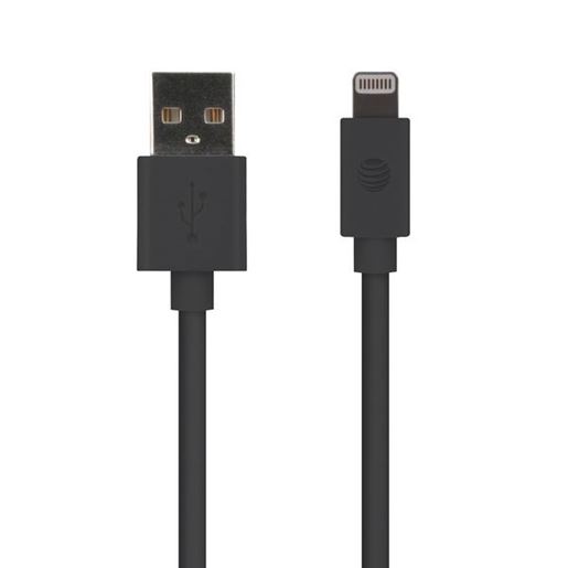 Picture of AT&T PVLC1-BLK 4-Foot PVC Charge and Sync Lightning Cable (Black)