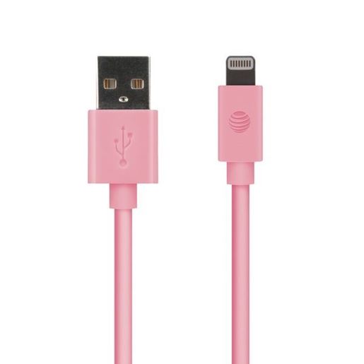 Picture of AT&T PVLC1-PNK 4-Foot PVC Charge and Sync Lightning Cable (Pink)