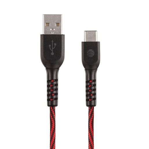 Picture of AT&T TCB04-RED 4-Foot Charge and Sync USB to Type-C Cable (Red)