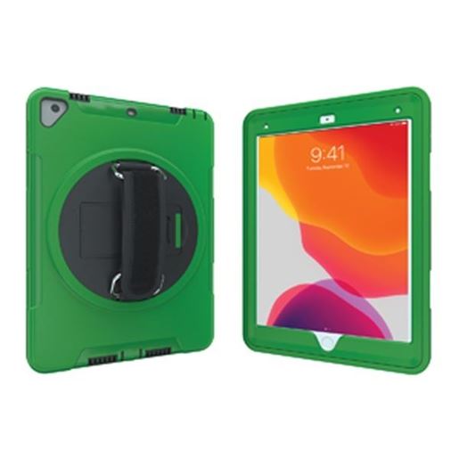 Picture of CTA Digital PAD-PCGK10G Protective Case with Built-in 360? Rotatable Grip Kickstand for iPad (Green)