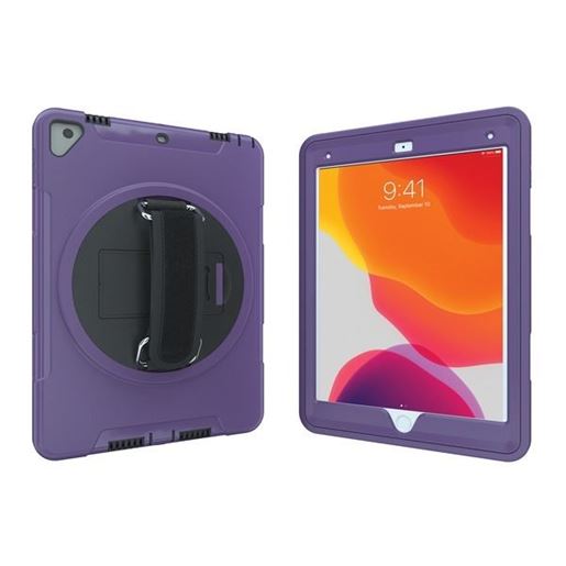 Picture of CTA Digital PAD-PCGK10P Protective Case with Built-in 360? Rotatable Grip Kickstand for iPad (Purple)