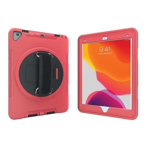 Picture of CTA Digital PAD-PCGK10R Protective Case with Built-in 360? Rotatable Grip Kickstand for iPad (Red)