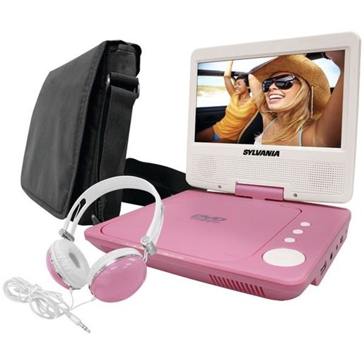 Picture of SYLVANIA SDVD7060-COMBO-PINK 7" Swivel-Screen Portable DVD Player Bundle (Pink)