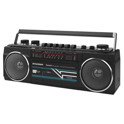 Picture of SYLVANIA SRC232BT-BLACK Bluetooth Retro Cassette Boombox with FM Radio (Black)