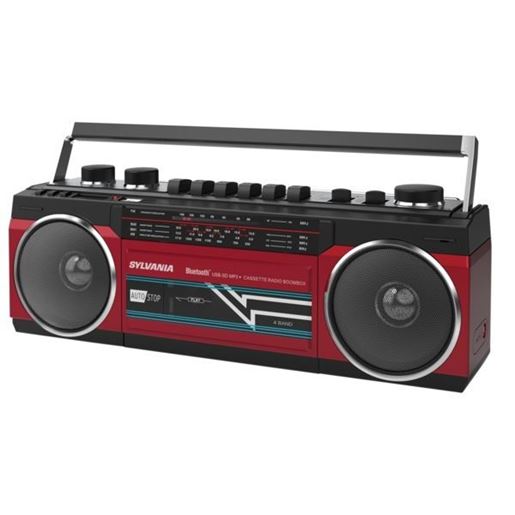 Picture of SYLVANIA SRC232BT-RED Bluetooth Retro Cassette Boombox with FM Radio (Red)