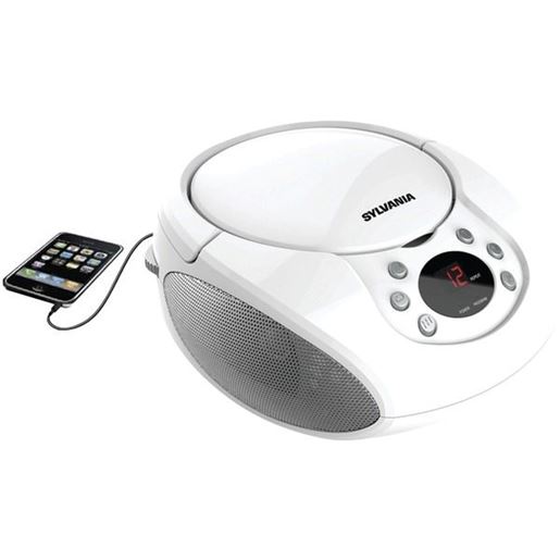 Picture of SYLVANIA SRCD261-B-WHITE Portable CD Player with AM/FM Radio (White)