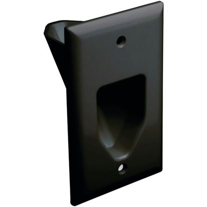 Picture of DataComm Electronics 45-0001-BK 1-Gang Recessed Cable Plate (Black)