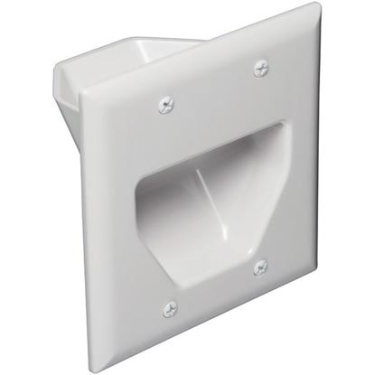 Picture of DataComm Electronics 45-0002-WH 2-Gang Recessed Cable Plate (White)