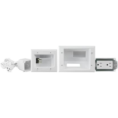 Picture of DataComm Electronics 45-0024-WH Recessed Pro-Power Kit with Duplex Receptacle & Straight Blade Inlet