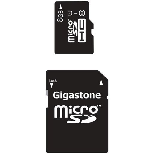 Picture of Gigastone GS-2IN1C1008G-R Class 10 UHS-1 microSDHC Card & SD Adapter (8GB)