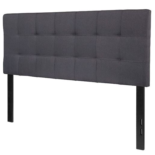 Picture of Full size Dark Grey Fabric Linen Upholstered Panel Headboard