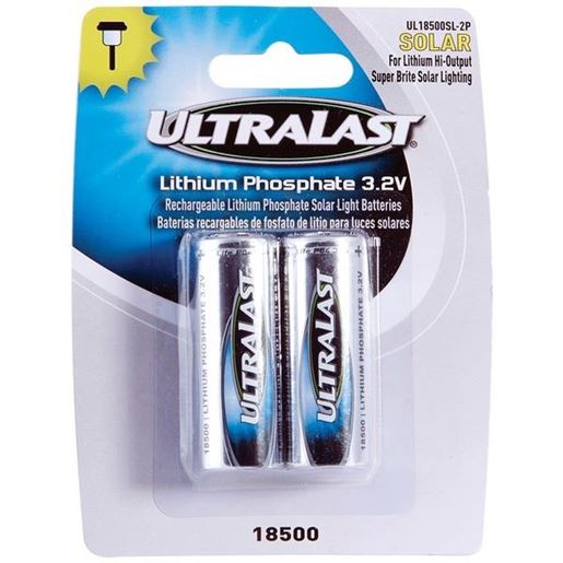 Picture of Ultralast UL18500SL-2P UL18500SL-2P 18500 Lithium Batteries for Solar Lighting, 2 pk