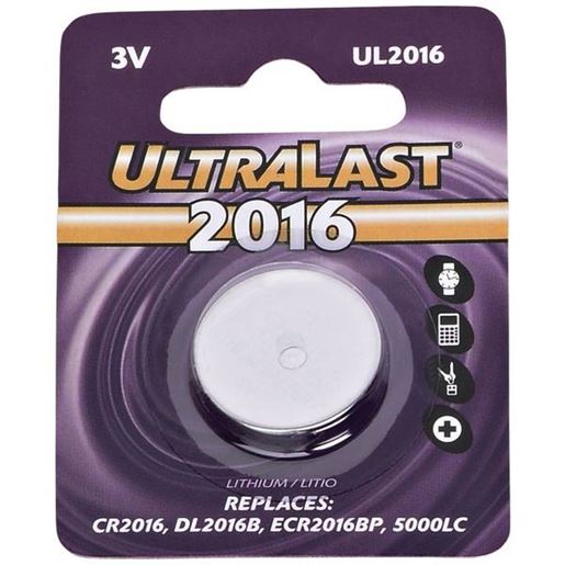 Picture of Ultralast UL2016 UL2016 CR2016 Lithium Coin Cell Battery