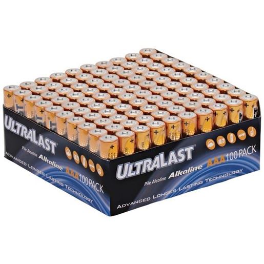 Picture of Ultralast ULA100AAAB ULA100AAAB Alkaline AAA Batteries, 100 pk