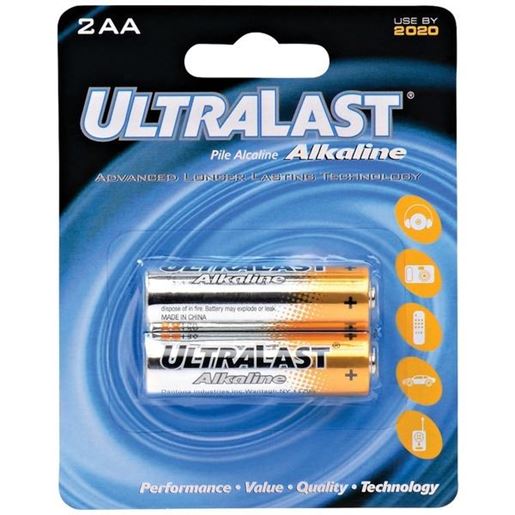 Picture of Ultralast ULA2AA ULA2AA AA Alkaline Batteries, 2 pk