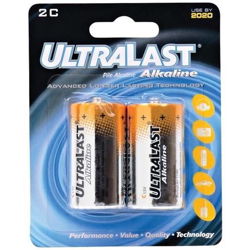 Picture of Ultralast ULA2C ULA2C C Alkaline Batteries, 2 pk