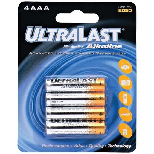 Picture of Ultralast ULA4AAA ULA4AAA AAA Alkaline Batteries, 4 pk