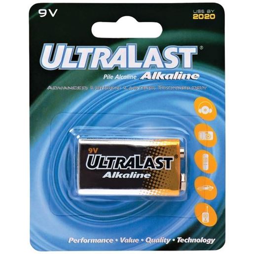 Picture of Ultralast ULA9V ULA9V 9-Volt Alkaline Battery