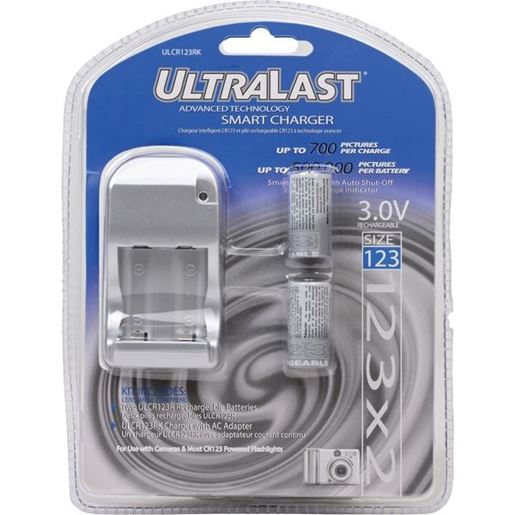 Picture of Ultralast ULCR123RK ULCR123RK Smart Charger with 2 Rechargeable CR123 Batteries