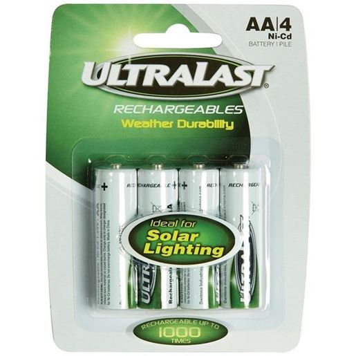 Picture of Ultralast ULN4AASL ULN4AASL AA Rechargeable NiCd Batteries for Solar Lights, 4 pk