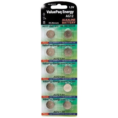 Picture of Dantona VAL-AG12-10 ValuePaq Energy AG12 Alkaline Button Cell Batteries, 10 Pack