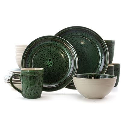 Picture of Elama Blue Jade 16 Piece Luxurious Stoneware Dinnerware with Complete Setting for 4