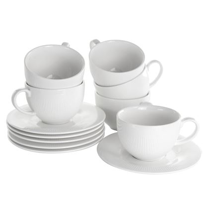 Picture of Elama Cafe 12 Piece 8 Ounce Porcelain Cup and Saucer Set in White