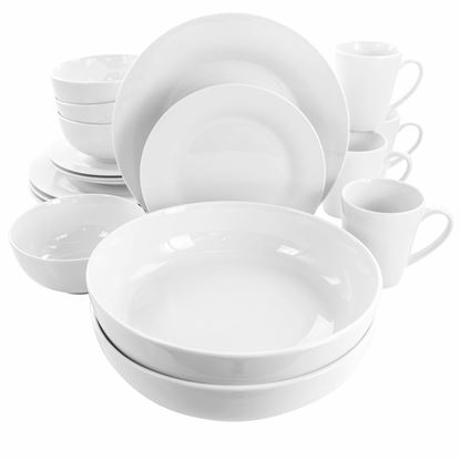 Picture of Elama Carey 18 Piece Round Porcelain Dinnerware Set in White