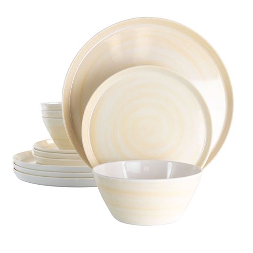 Picture of Elama Crafted Clay 12 Piece Lightweight Melamine Dinnerware Set in Cream