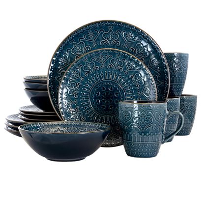 Picture of Elama  Deep Sea Mozaic 16 Piece Luxurious Stoneware Dinnerware with Complete Setting for 4