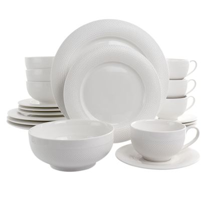 Picture of Elama Dione 20 Piece Porcelain Dinnerware Set in White