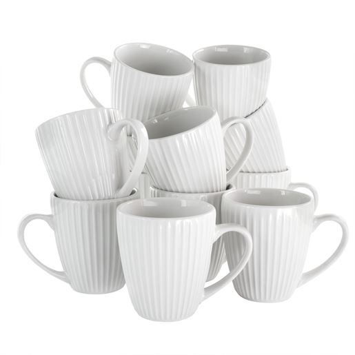 Picture of Elama Elle 12 Piece Round Porcelain Mug Set in White