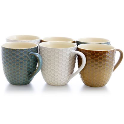 Picture of Elama Honey Bee 6-Piece 15 oz. Mug Set, Assorted Colors