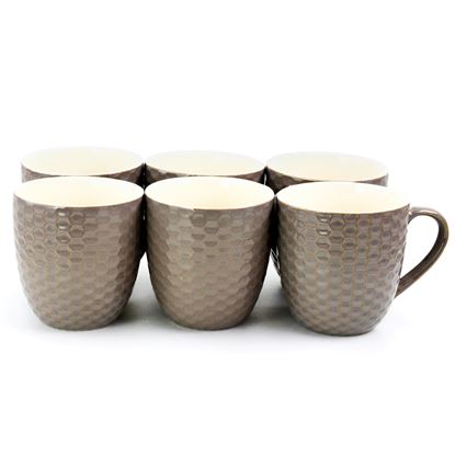 Picture of Elama Honeycomb 6 Piece 15 Ounce Round Stoneware Mugs in Deep Purple