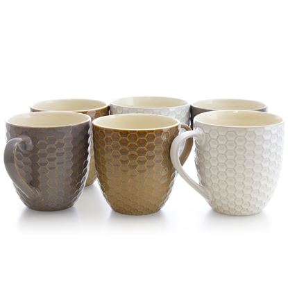 Picture of Elama Honeycomb 6-Piece 15 oz. Mug Set, Assorted Colors