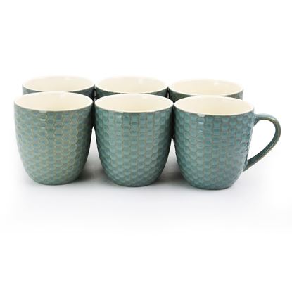 Picture of Elama Honeycomb 6 Piece 15 oz. Mug Set in Turquoise