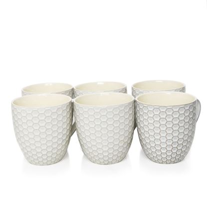 Picture of Elama Honeycomb 6 Piece 15 Ounce Mug Set in White