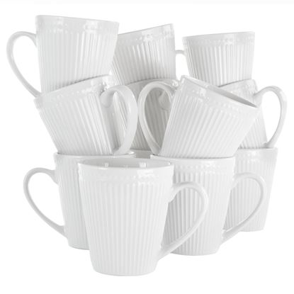 Picture of Elama Madeline 12 Piece Porcelain Mug Set in White