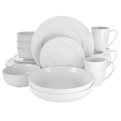Picture of Elama Maisy 18 Piece Round Porcelain Dinnerware Set in White