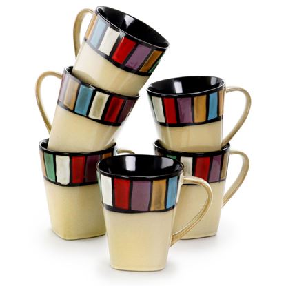 Picture of Elama Melange 6 Piece 14 Ounce Multicolored Stoneware Mugs