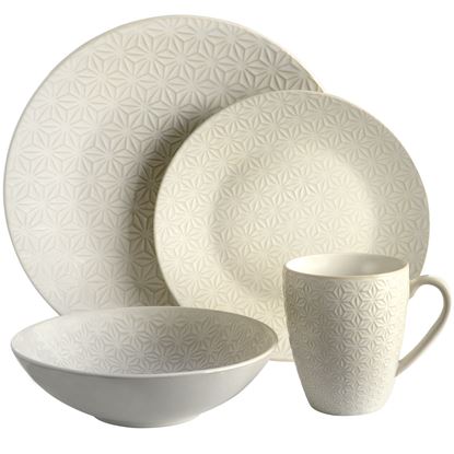 Picture of Elama Ivory Terrace 4 Piece Textured Dinnerware Set