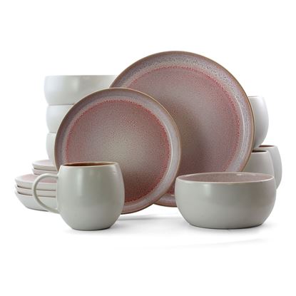 Picture of Elama Mocha Muave 16 Piece Luxurious Stoneware Dinnerware with Complete Setting for 4
