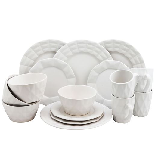 Picture of Elama Retro Chic 16 Piece Glazed Stoneware Dinnerware Set in White