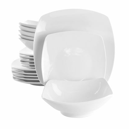 Picture of Elama Newman 18 Piece Square Porcelain Dinnerware Set in White